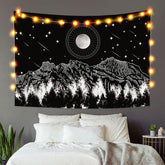 Lofaris Meteor Black And White Moon Mountain Custom Tapestry